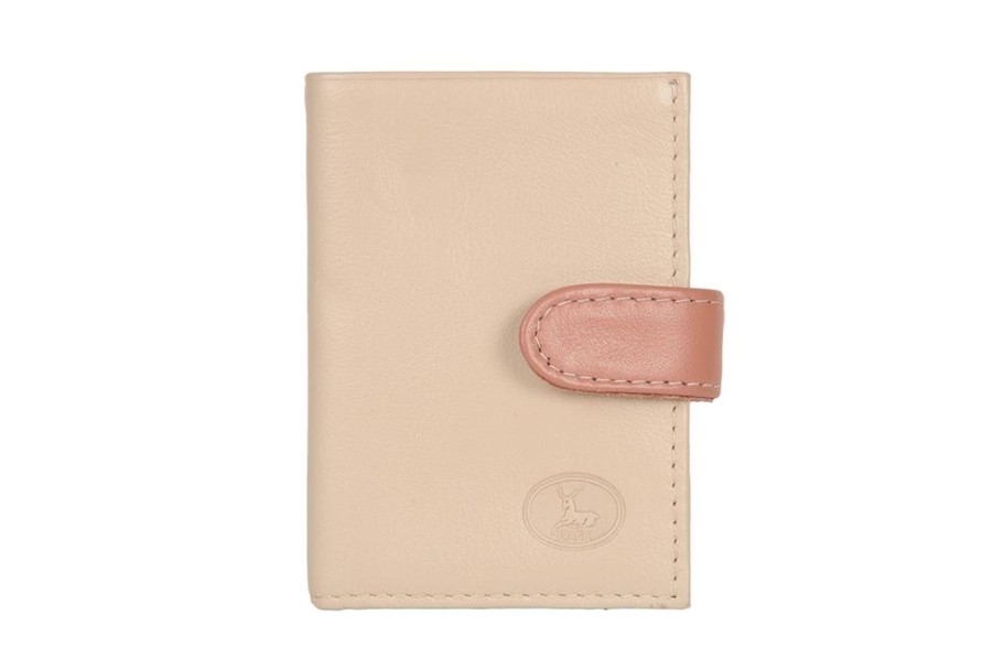 Best Frandi Porte Carte Cuir Avec Patte Beige Et Poudre