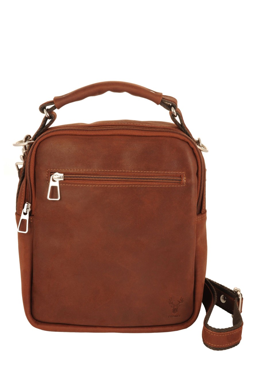 Hot Frandi Sacoche Cuir Homme Avec Poignee-Cognac