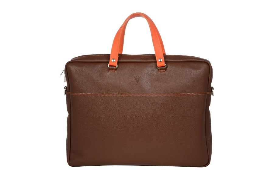 Best Frandi Cartable Cuir Homme-Marron/Orange