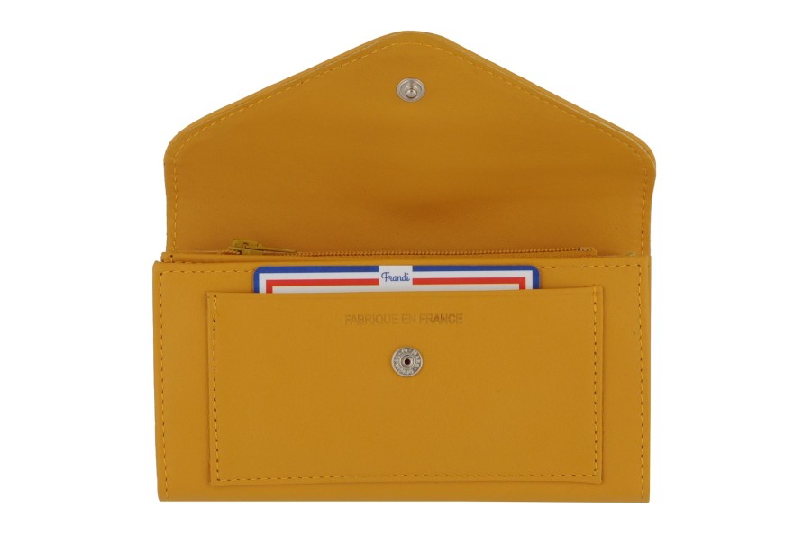 New Frandi Portefeuille En Cuir-Jaune