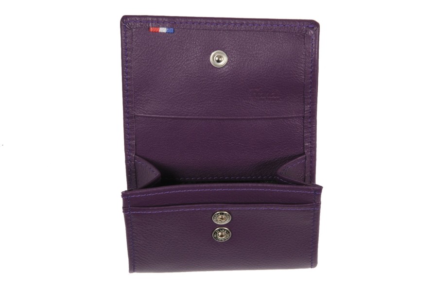 Online Frandi Porte Monnaie Femme En Cuir -Violet