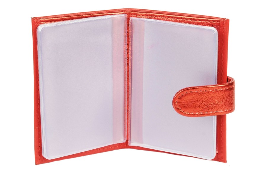 Clearance Frandi Porte Carte Cuir Bicolore-Rouge/Rouge Metal