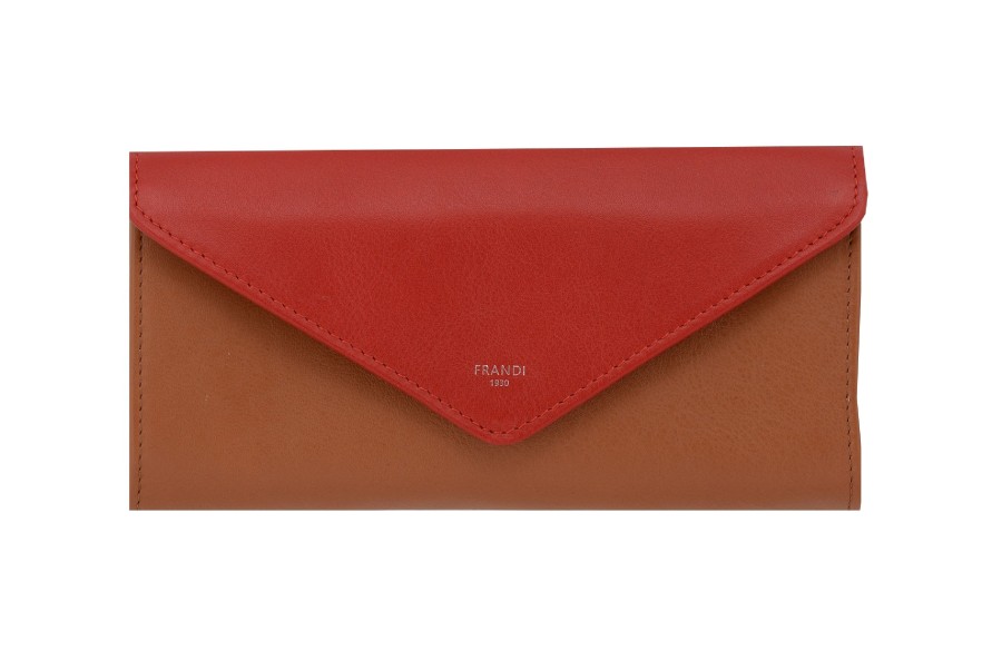 Hot Frandi Grand Portefeuille Femme-Rouge/Camel