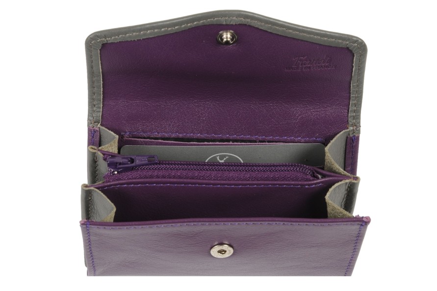 Best Frandi Porte Monnaie Femme -Gris/Violet