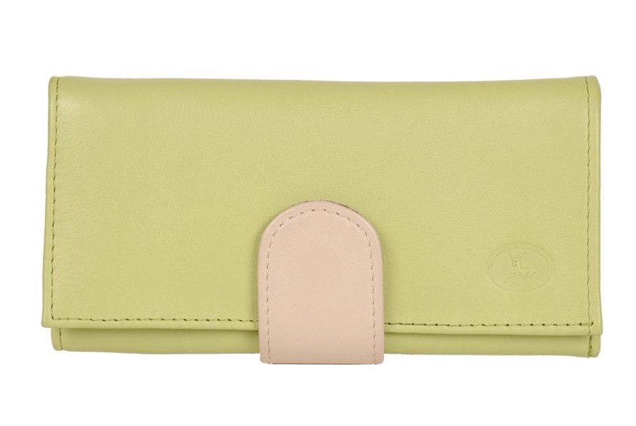 Wholesale Frandi Porte Monnaie Vert Et Beige En Cuir