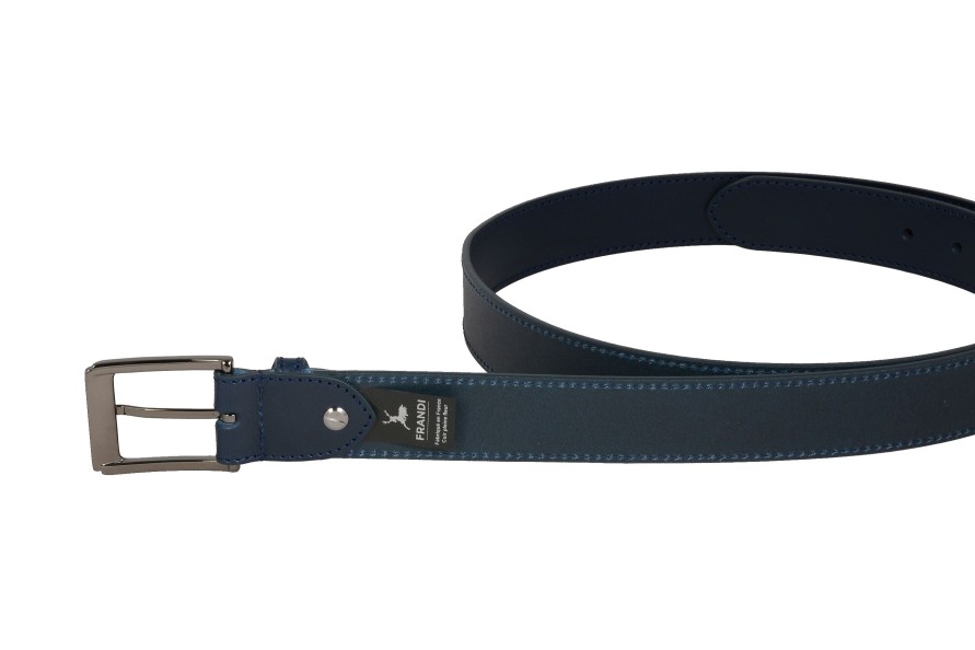 Best Frandi Ceinture En Cuir Marine 35 Mm