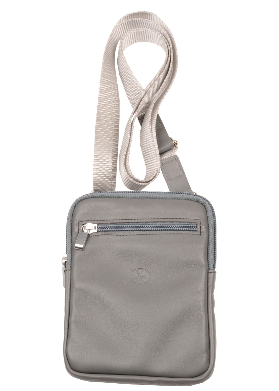 New Frandi Pochette Homme En Cuir Lisse-Gris