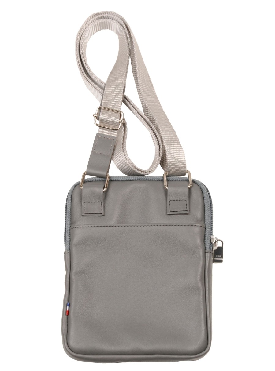 New Frandi Pochette Homme En Cuir Lisse-Gris