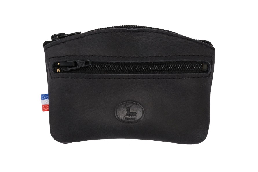 New Frandi Porte Monnaie Fermeture Zippee-Noir