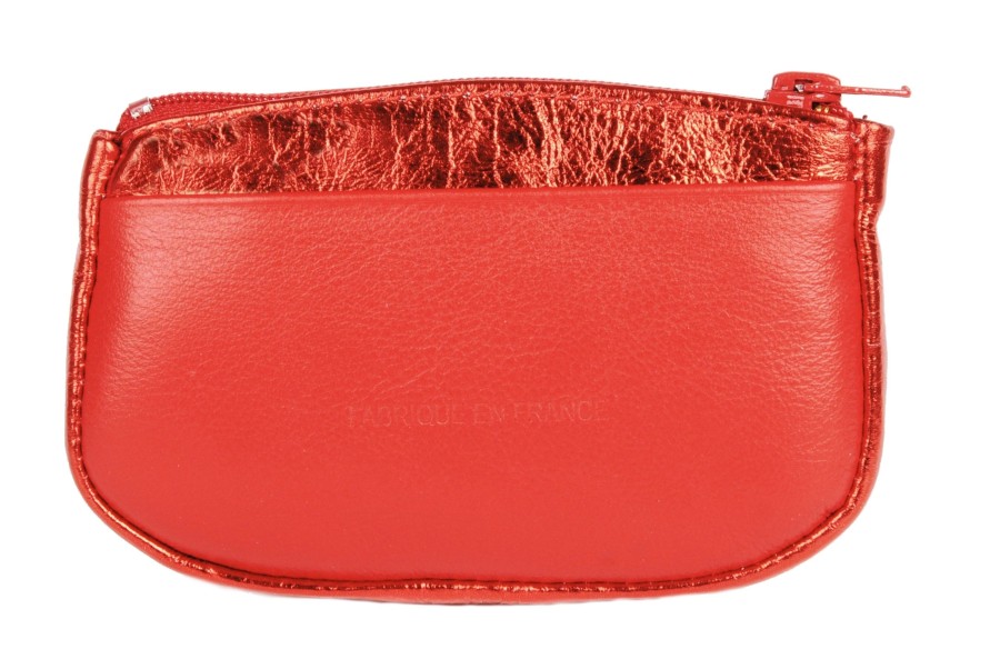 Best Frandi Porte Monnaie Cuir Bicolore-Rouge/Rouge Metal