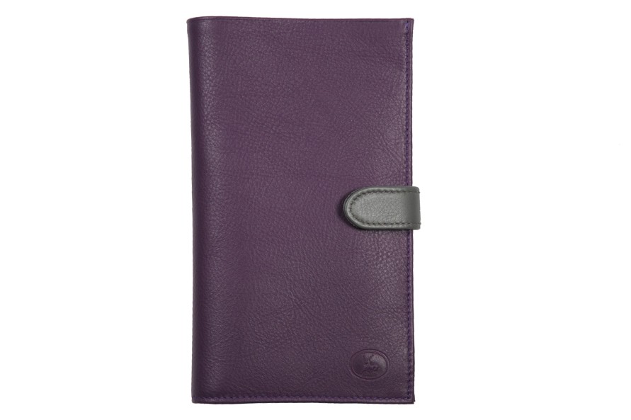 Wholesale Frandi Porte Chequier Cuir -Violet/Gris